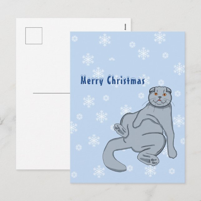 Merry Christmas Scottish cat Holiday Postcard (Front/Back)