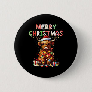 Merry Christmas Scottish Highland Cow Xmas Farm An 2 Inch Round Button