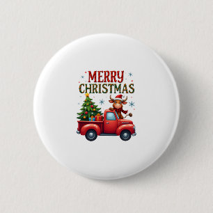 Merry Christmas Scottish Highland Cow Xmas Farm An 2 Inch Round Button