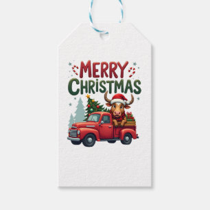 Merry Christmas Scottish Highland Cow Xmas Farm An Gift Tags