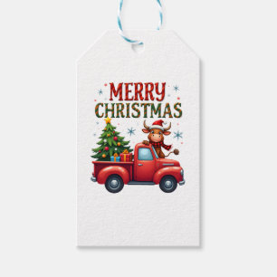 Merry Christmas Scottish Highland Cow Xmas Farm An Gift Tags