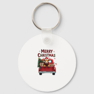 Merry Christmas Scottish Highland Cow Xmas Farm An Keychain