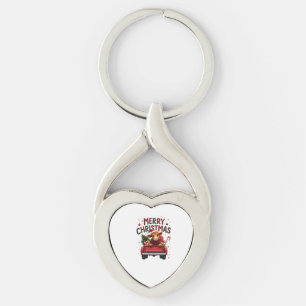 Merry Christmas Scottish Highland Cow Xmas Farm An Keychain
