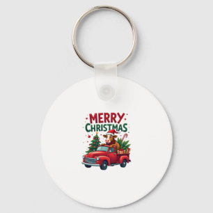 Merry Christmas Scottish Highland Cow Xmas Farm An Keychain