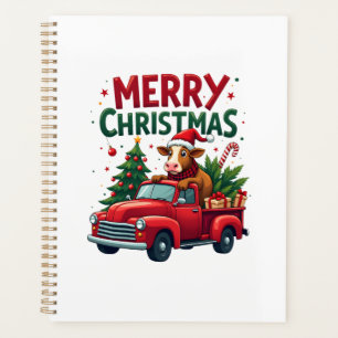 Merry Christmas Scottish Highland Cow Xmas Farm An Planner