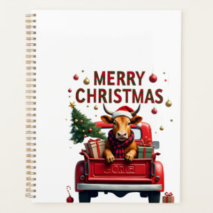 Merry Christmas Scottish Highland Cow Xmas Farm An Planner