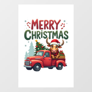 Merry Christmas Scottish Highland Cow Xmas Farm An Window Cling