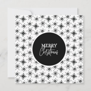 Merry Christmas Script Black Snowflakes  Card
