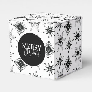Merry Christmas Script Black Snowflakes   Favor Box