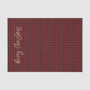 Merry Christmas Script Buffalo Plaid Red Black Tissue Paper