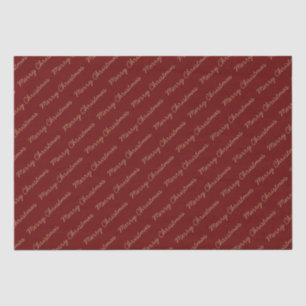 Merry Christmas Script Burgundy and Gold  Tissue Paper