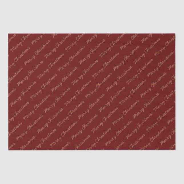 Merry Christmas Script Burgundy and Gold  Tissue Paper (Front)