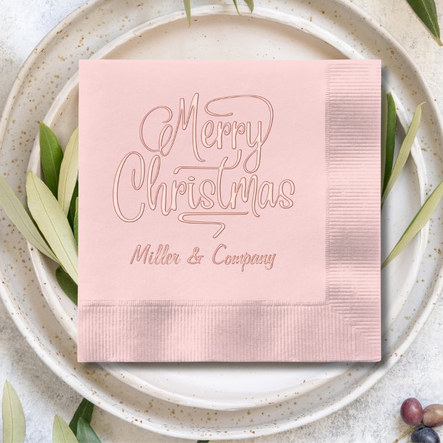 Merry Christmas Script Corporate Personalized Name Foil Napkins (Creator Uploaded)
