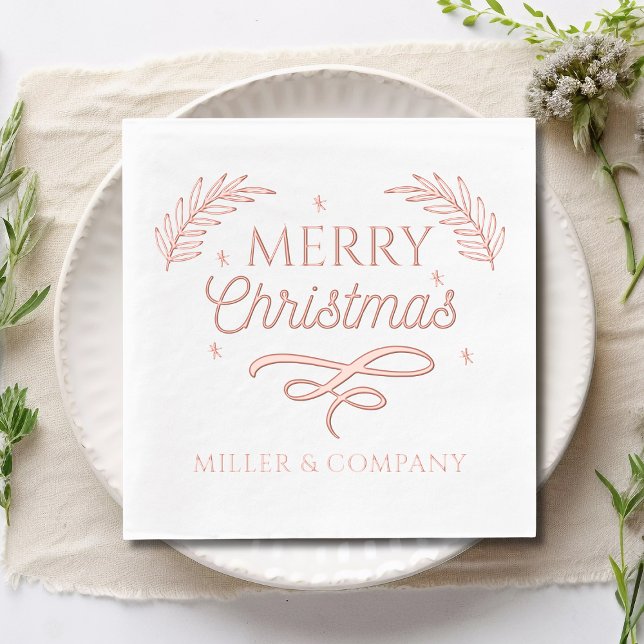 Merry Christmas Script Corporate Personalized Name Foil Napkins (Creator Uploaded)