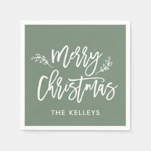 Merry Christmas Script Custom Color Personalized Napkin
