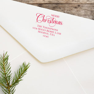 Merry Christmas Script Custom Return Address Self-inking Stamp