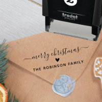 Merry Christmas Script Cute Heart Family Name