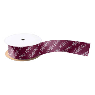 Merry Christmas Script   Editable Colours Satin Ribbon