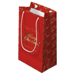 Merry Christmas Script Faux Gold Foil Elegant Small Gift Bag