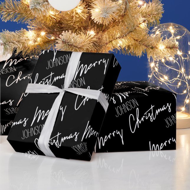 Merry Christmas Script From Name Nordic Cousy   Wrapping Paper (Holidays)