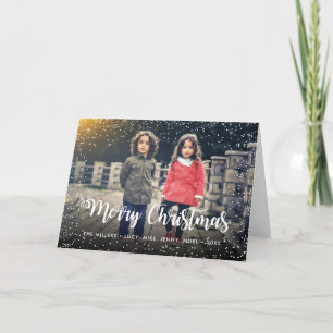 Merry Christmas Script Holiday Snowfall Card