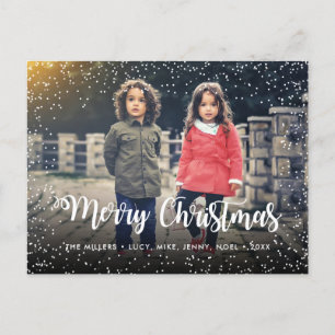 Merry Christmas Script Holiday Snowfall Custom Postcard