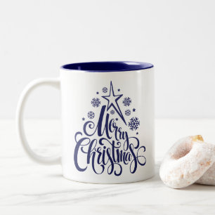 Merry Christmas Script Modern Two-Tone Coffee Mug