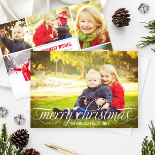 Merry Christmas Script Overlay   Photo Collage Holiday Card