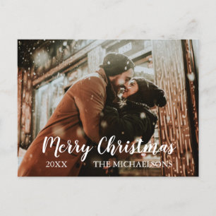 Merry Christmas Script Photo Holiday Card