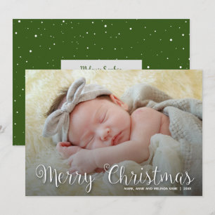 Merry Christmas Script Photo Holiday Card