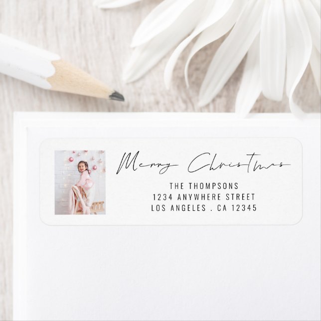 Merry Christmas Script Photo Return Address (Insitu)