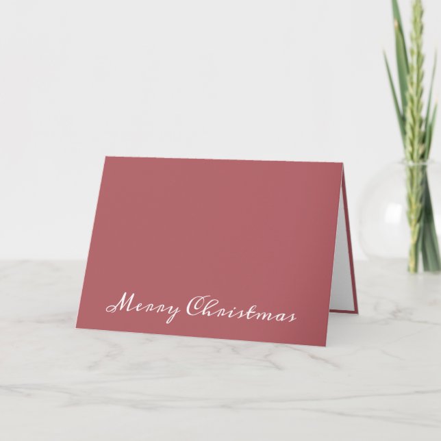 Merry Christmas Script Pink Simple Modern Holiday Card (Front)