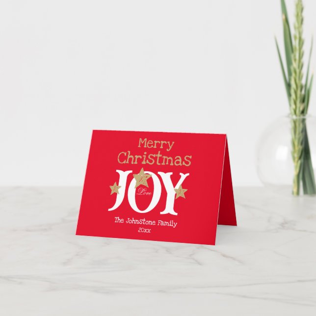 Merry Christmas Script Red Holiday Card (Front)