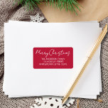 Merry Christmas Script Red Return Address Label<br><div class="desc">This "Merry Christmas" red return address label features white stylish script typography and is easily customizable.</div>