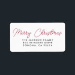 Merry Christmas Script Red Typography  Label<br><div class="desc">Simple,  minimalist "Merry Christmas" cute modern handwritten style script return address label in red typography.</div>