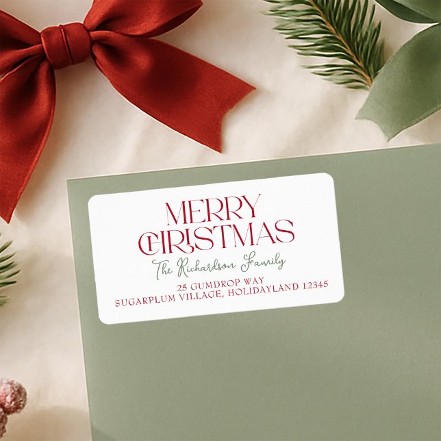 Merry Christmas Script Return Address Label (Creator Uploaded)