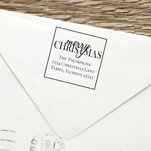 Merry Christmas Script Return Address Self-inking Stamp