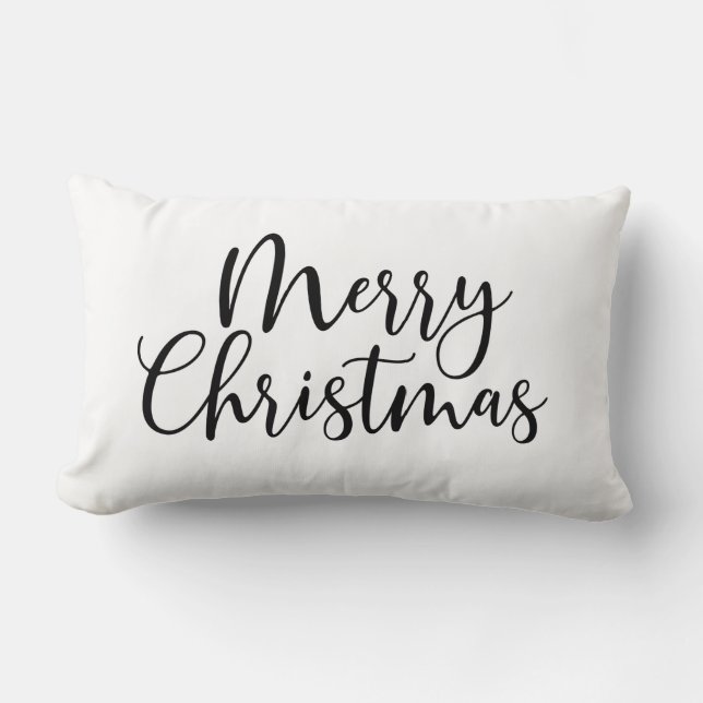Merry Christmas Script Stylish Lumbar Pillow (Front)