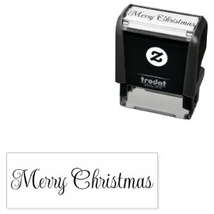 Merry Christmas Script Text Template Self-inking Stamp