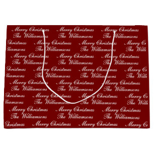 Merry Christmas Script with Custom Name Large Gift Bag