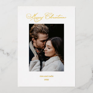 Merry Christmas Scripted Minimalism Foil Holiday Card