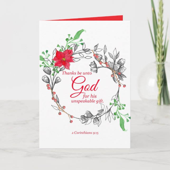 Merry Christmas Scripture Corinthians Poinsettia Card (Front)