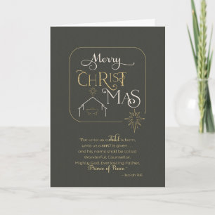 Merry Christmas Scripture with Manger and Star  Card