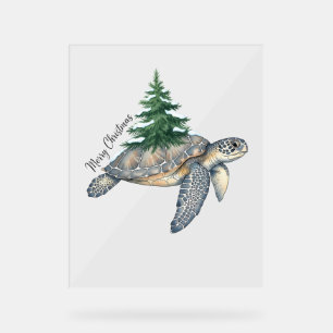 Merry Christmas Sea Turtle Acrylic Sign