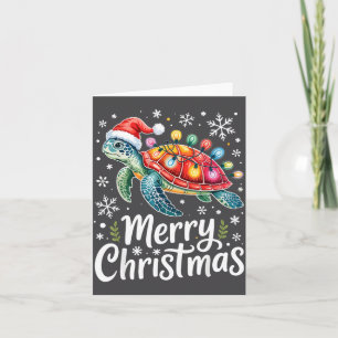 Merry Christmas Sea Turtle Christmas Lights Santa  Card