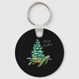 Merry Christmas Sea Turtle Xmas Tree Lights Pjs Me Keychain
