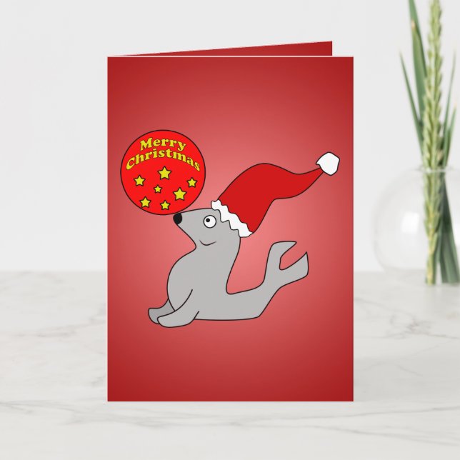 Merry Christmas Seal Greeting Card Template (Front)
