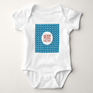 Merry Christmas Seamless Pattern Blue Texture Baby Bodysuit