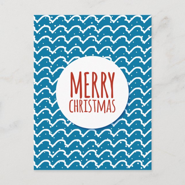 Merry Christmas Seamless Pattern Blue Texture Holiday Postcard (Front)
