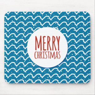 Merry Christmas Seamless Pattern Blue Texture Mouse Pad